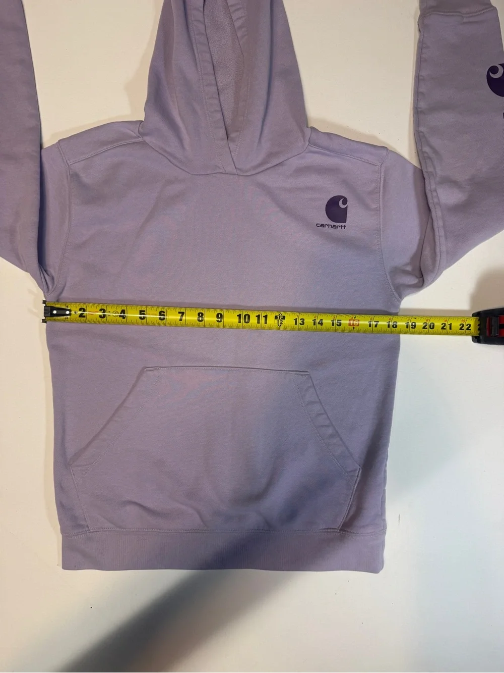 Carhartt Kids Lavender Pullover Hoodie with Sleeve Logo